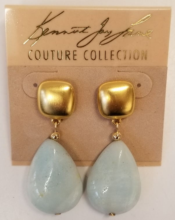 Satin Gold Top-Amazonite Teardrop Post Earring