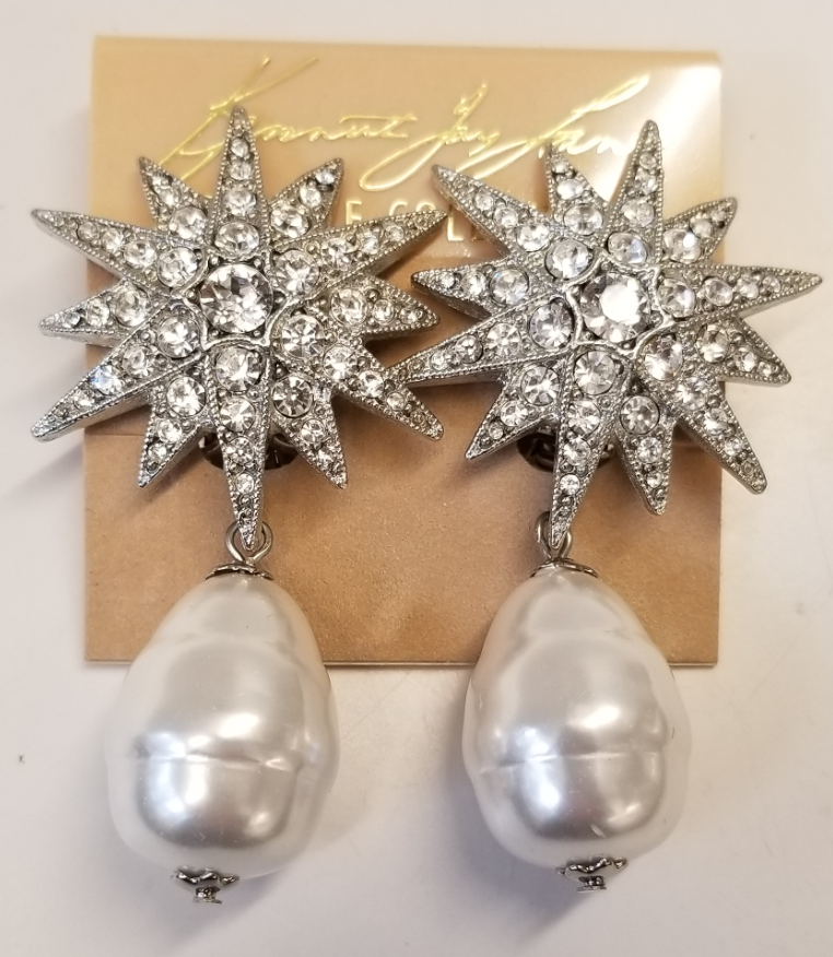 2" Starburst And Baroque Pearl Earrings