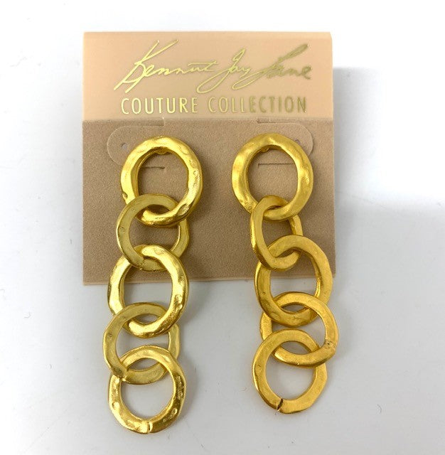 Satin Gold 5 Rings Pierced Earring