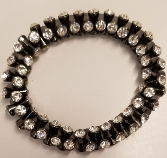Gunmetal-Crystal Stretch Bracelet