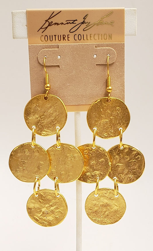 4 Small Gold Coins Drop Fishhook Earring