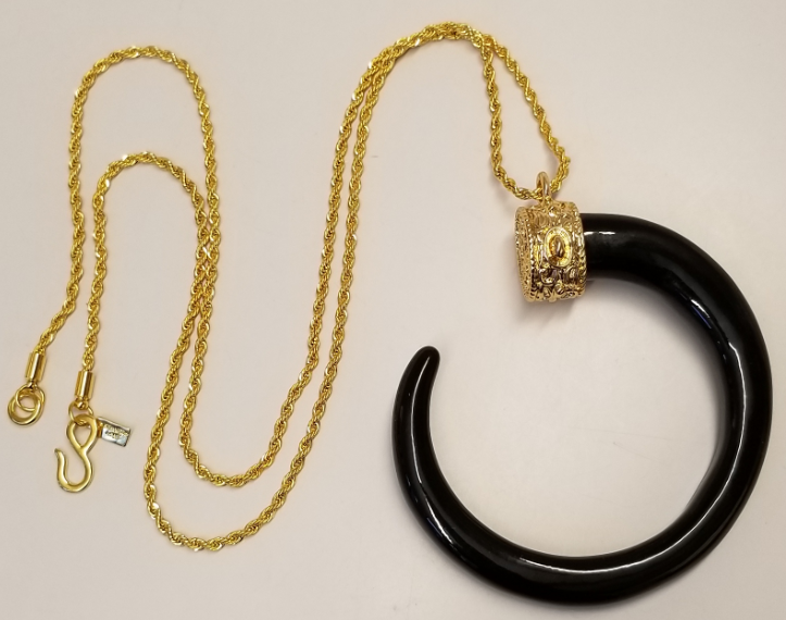 34" Black Resin Tusk Pendant Necklace