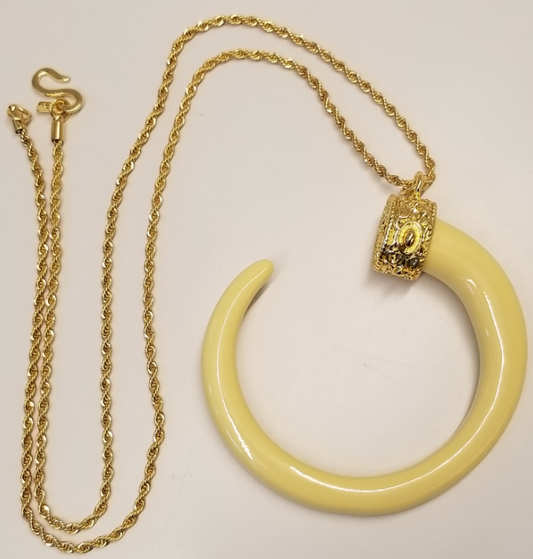 34" Ivory C Pendant on Gold Chain