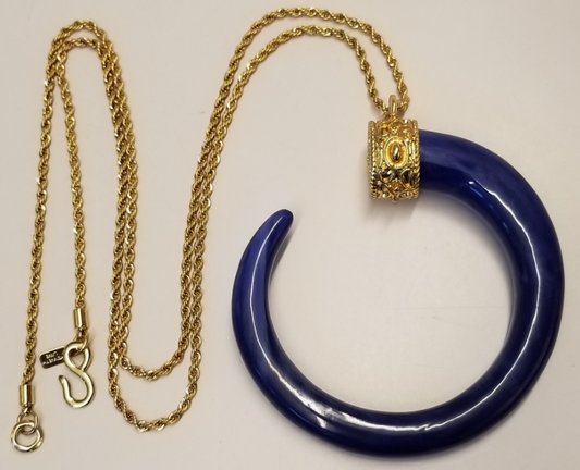 34" Lapis C Pendant on Gold Chain