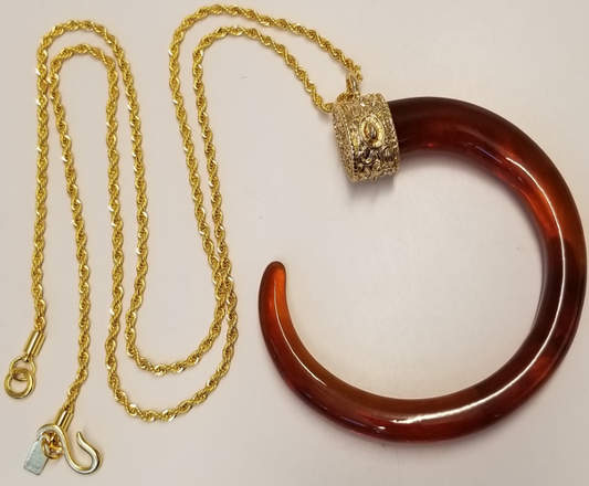 34" Gold Chain Tortoise Tusk Pendant Necklace