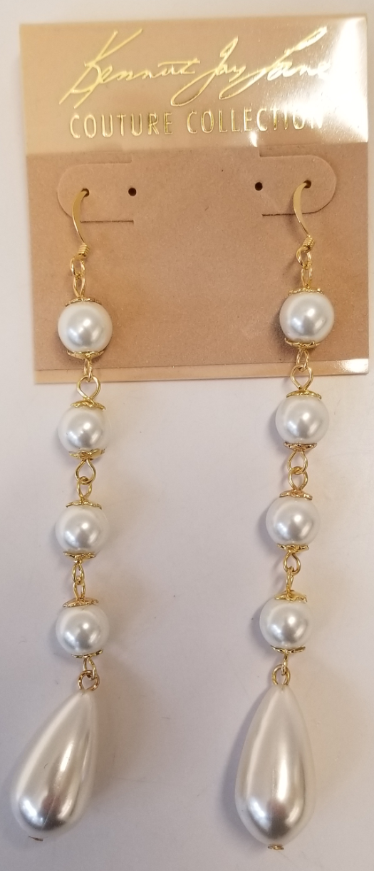 Gold Multi Pearl Drop Fishhook Earring