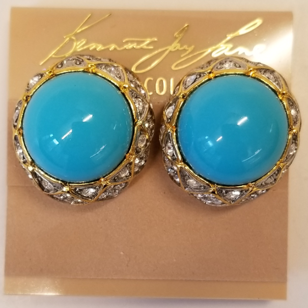 Turquoise Button Clip Earring