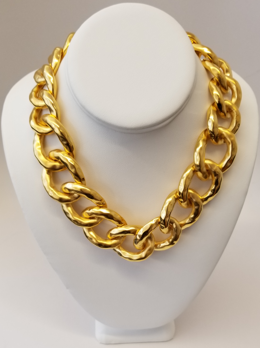 Hammered Gold Link Necklace