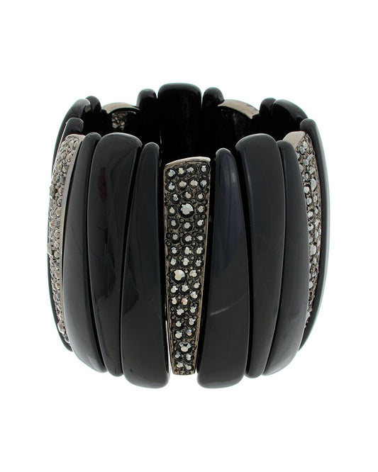 Black with Hematite Wedges Stretch Bracelet