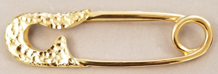 hammered gold safety pin brooch