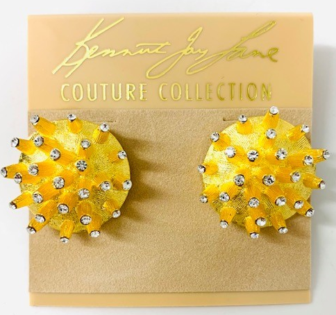 Crystal Spikes Button Pierced Earring