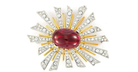 Crystal Sunburst with Ruby Center Pin