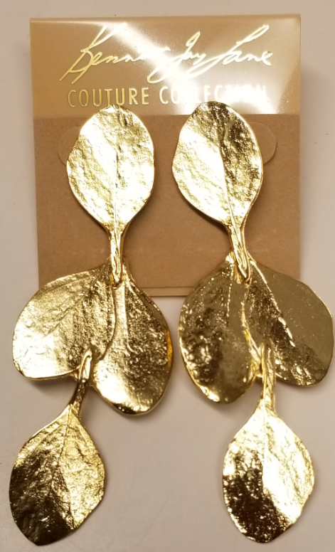 Gold Leaf Drop Pierced Earring