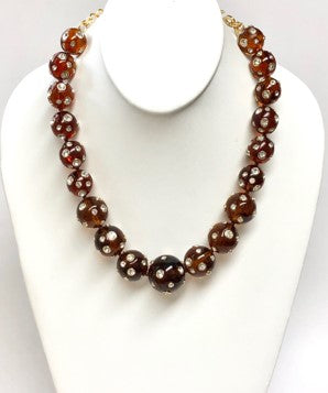 15"-18" Tortoise and Crystal Candy Ball Necklace