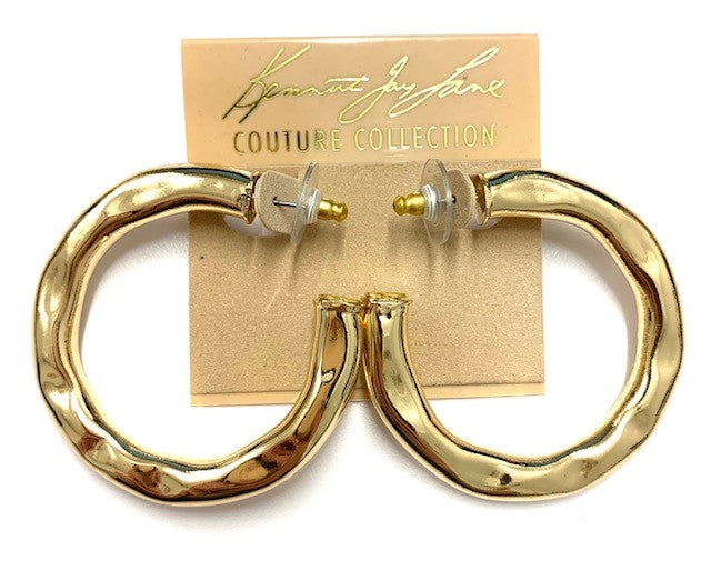 Gold Wavy Pierced Hoop Earring