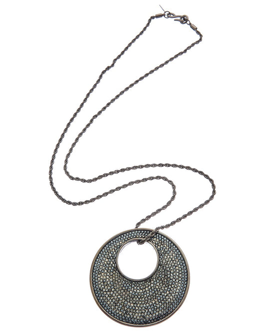 33" chain gunmetal-hematite pave' disc neck