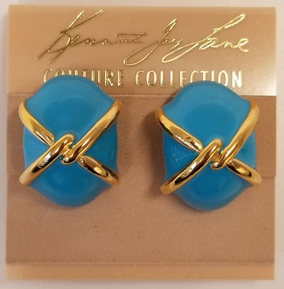 Gold Turquoise Enamel Earring