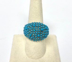 Gold and Turquoise Dots Cluster Ring