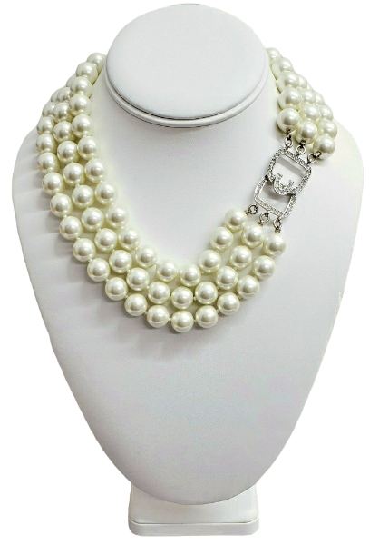 17" Barbara B 3 Row Cultura Pearl Necklace With Clasp