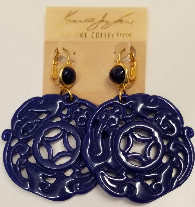 Lapis Top-Lapis Carved Drop Wire Earring