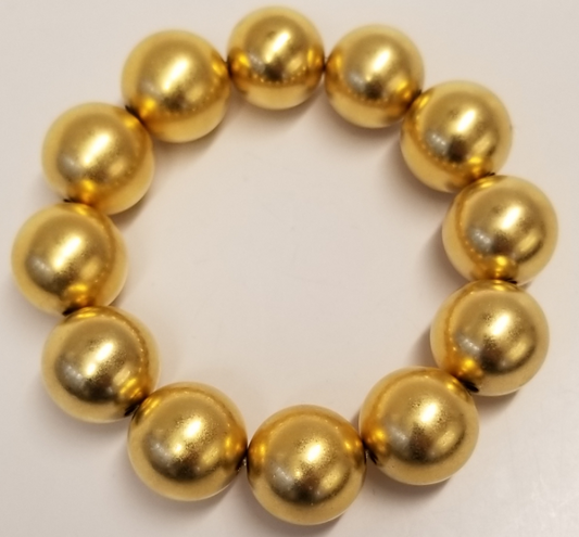 Satin Gold Bead Stretch Bracelet