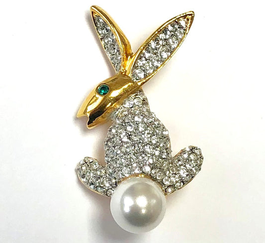 Gold Pearl Tail Rabbit Pin