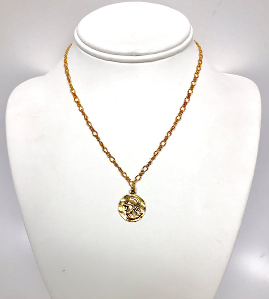 16"  Gold Chain With Small Coin Pendant