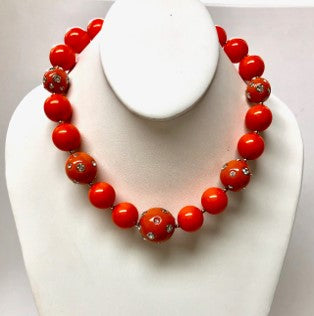 20" Coral Candy Ball Necklace