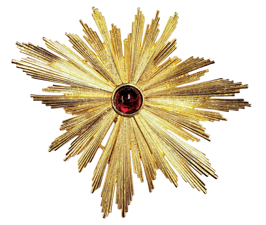 Gold with Flaw Ruby Center Starburst Pin