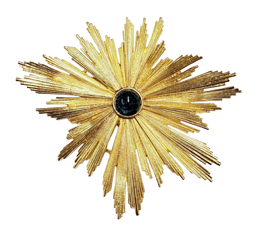 Gold with Flaw Sapphire Center Starburst Pin