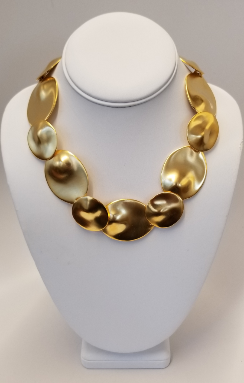 16" Satin Gold Disk Necklace