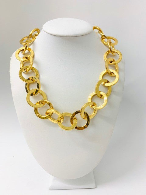 16" Polished Gold Circles Link Necklace
