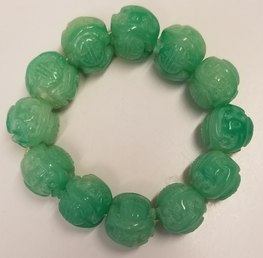 16mm Carved Jade Resin Bead Stretch Bracelet