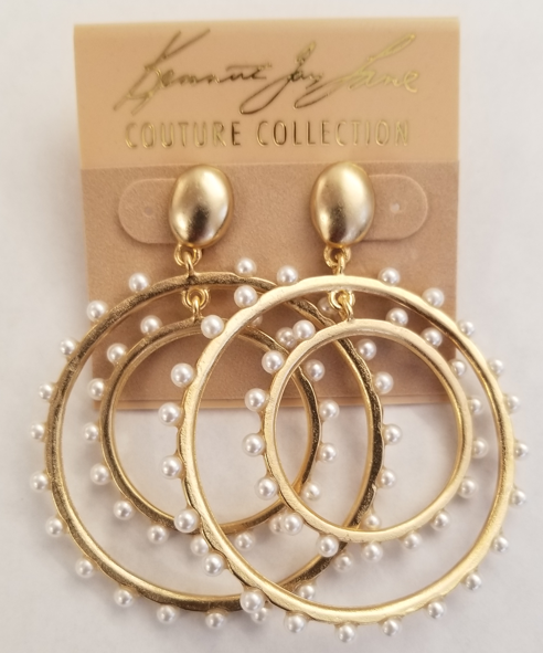 Double Ring Pearl Dots Doorknocker Earring