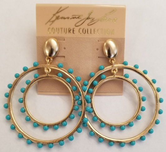 Double Ring Turquoise Doorknocker Earring