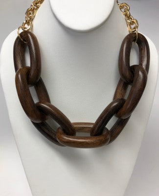 21" 7 Wood Link Necklace