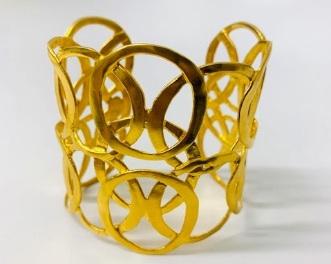 Satin Gold Circles Cuff