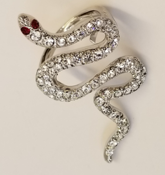 Silver and Crystal Snake Ring