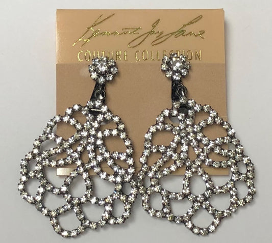 Gunmetal Crystal Medium Lace Clip Earring
