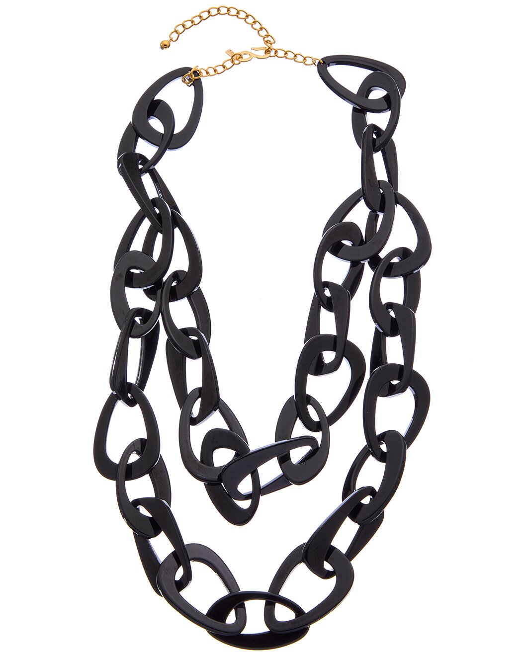 2 Row Gold with Black Resin Link S Hook Necklace