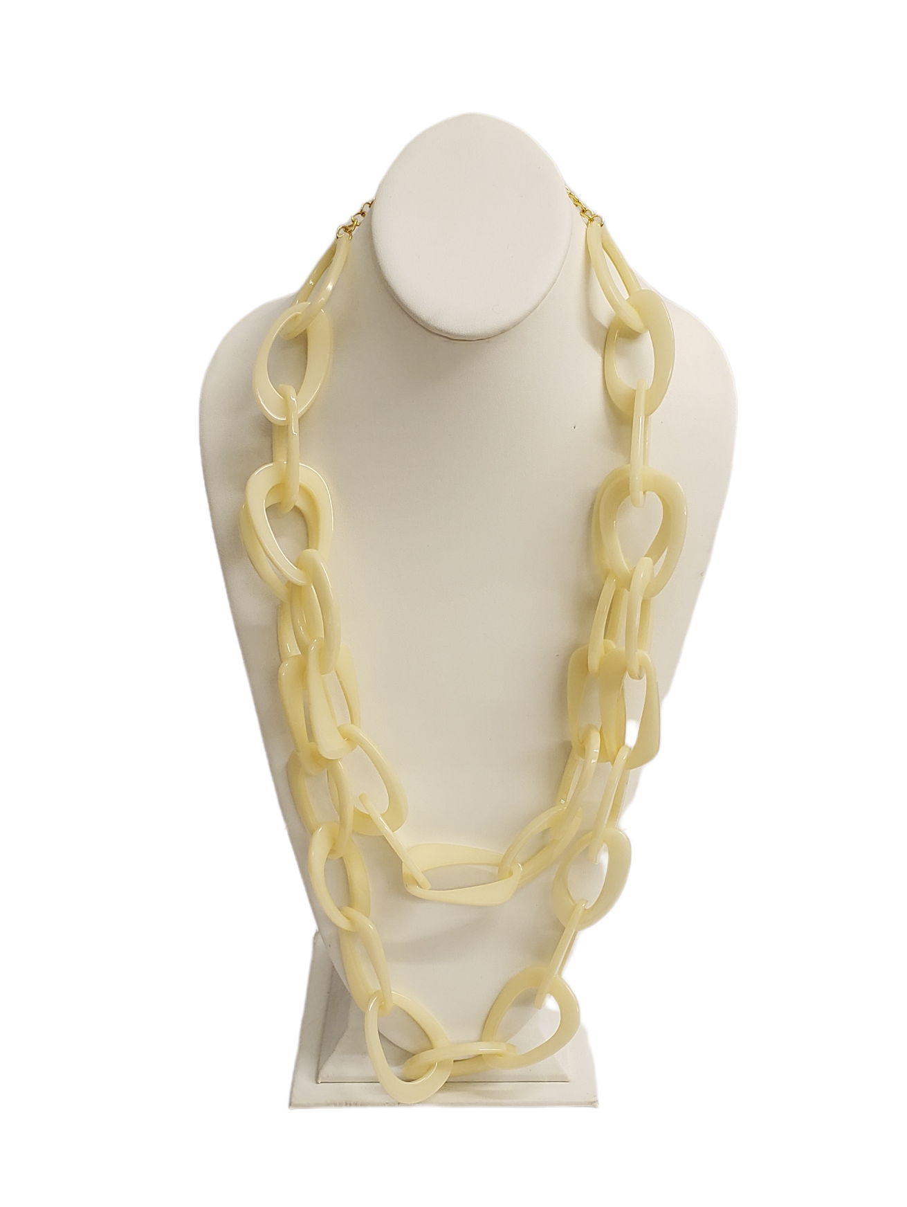 2 Row Gold with Ivory Resin Link S Hook Necklace