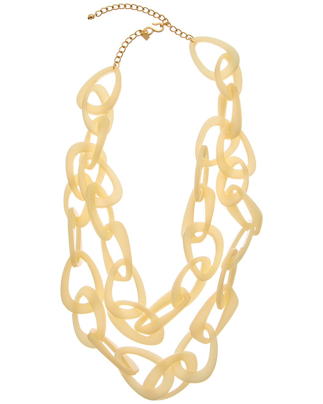 2 Row Gold with Ivory Resin Link S Hook Necklace