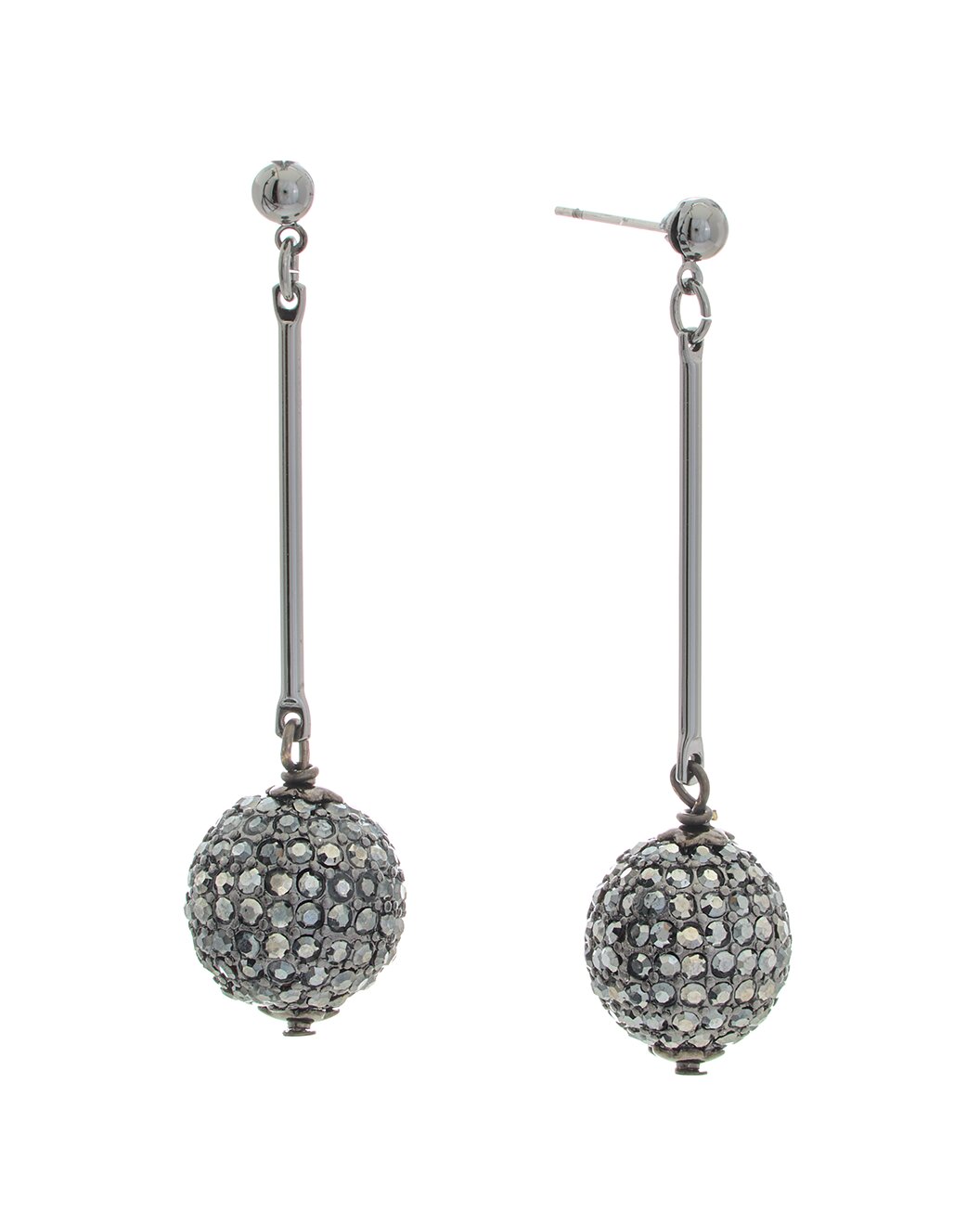 Gunmetal Hematite Pave Ball Earring