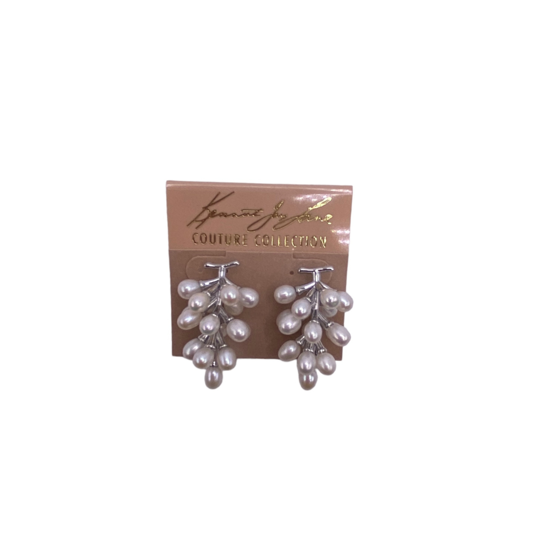 Silver with Freshwater Pearl Cluster Drop Pierced Earring